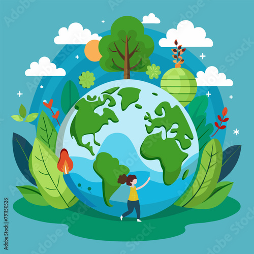 World environment and earth day concept. Flat style. Vector illustration