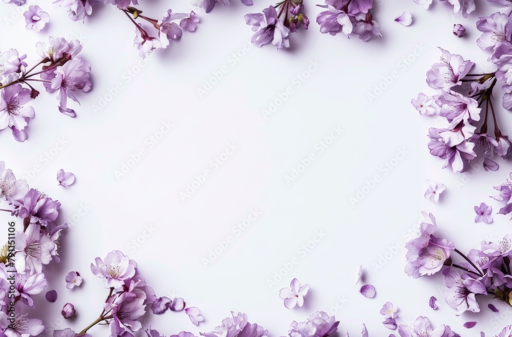Bunch of Purple Flowers on White Background Bunch of Purple Flowers on White Background