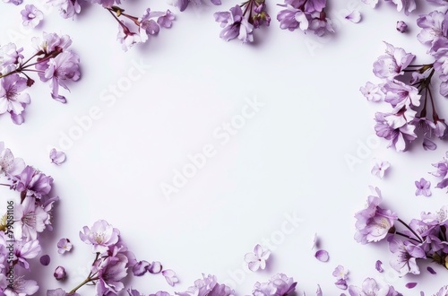 Bunch of Purple Flowers on White Background