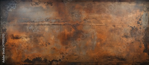 An old rusty metal plate with corrosion and decay photo