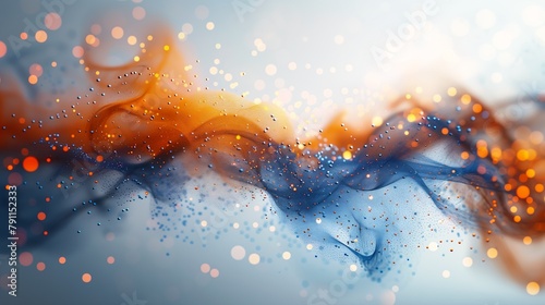 blurry blue orange background particles floating smoke white intriguing volume flutter smoky crystals red toned spraying liquid photo