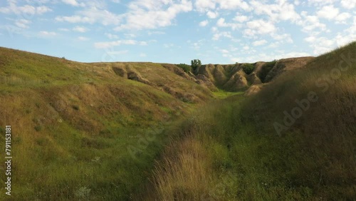 path in the mountains drone view