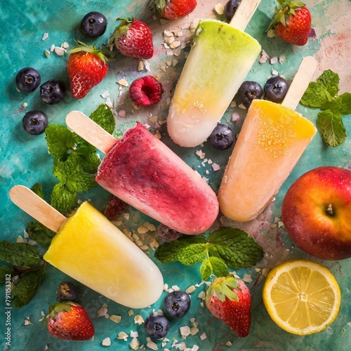 refrescantes paletas de frutas. photo