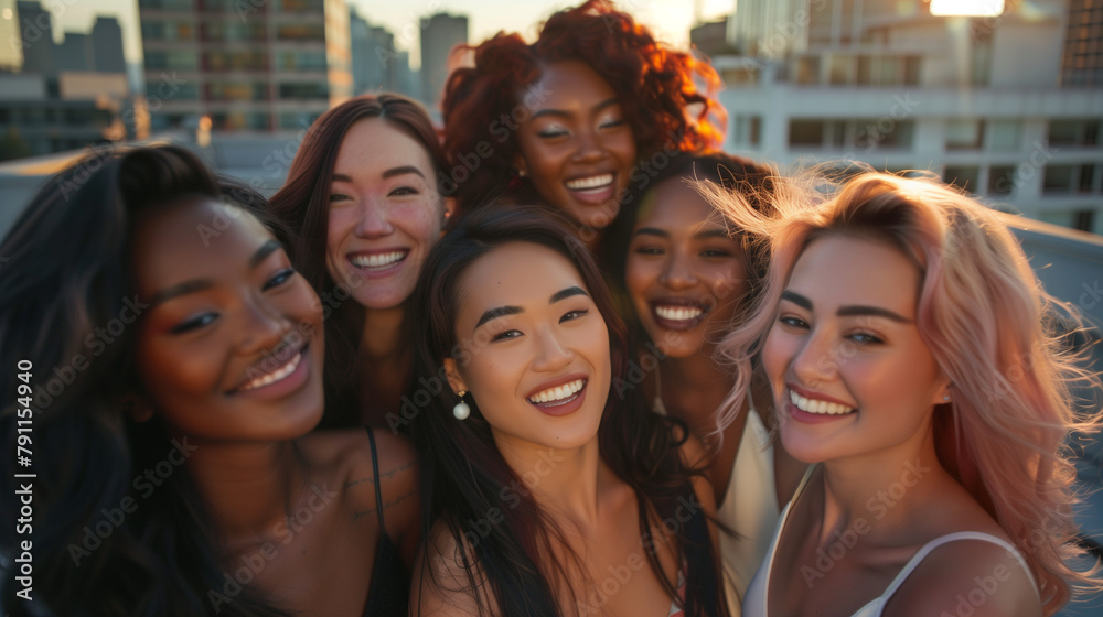 Fototapeta premium Group of Young Women 18-25 years old. Diversity