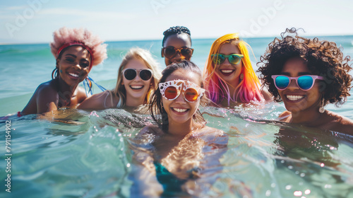 Young women at vacation swimming at the sea © Juli Soho