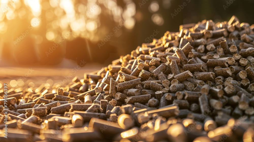 Obraz premium Sustainable Energy: The Vital Role of Wood Pellets. Generative AI