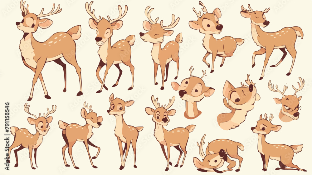 Collection of drawings of deer in various poses - g
