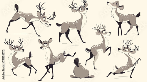 Collection of drawings of deer in various poses - g
