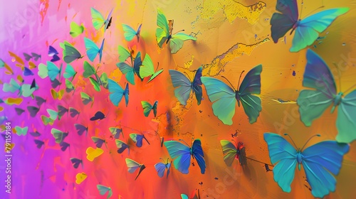 butterflies on a multicolored background, close-up © Robina