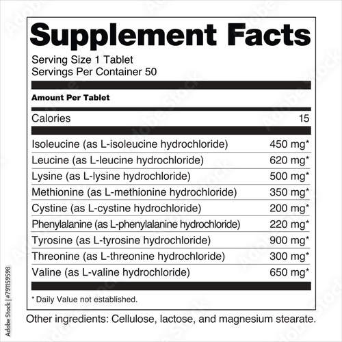 FDA Nutrition Supplement Facts Labeling Labels Dietary supplement of amino acids