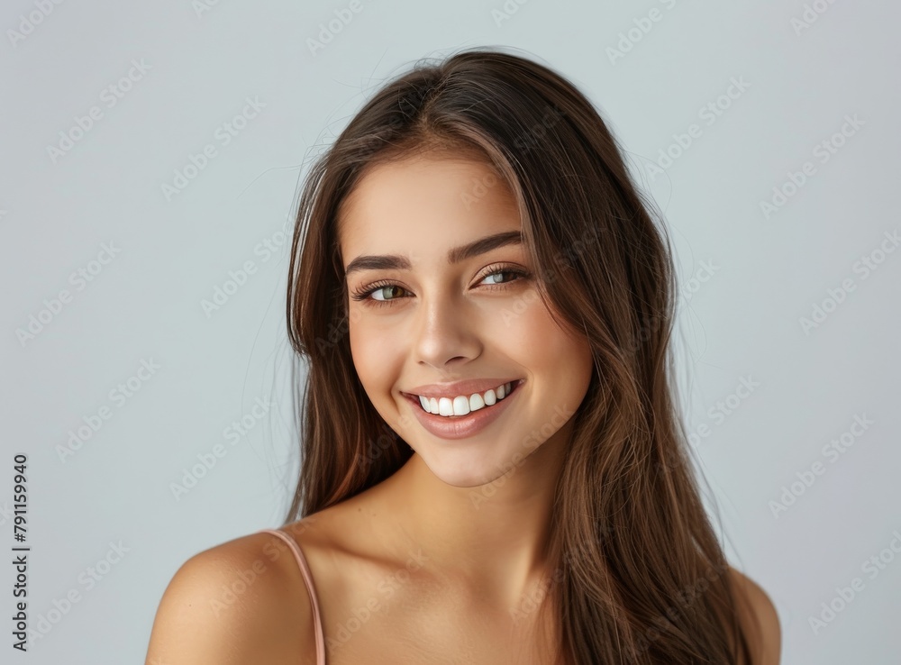 Smiling Woman With Long Hair in Tank Top Smiling Woman With Long Hair in Tank Top