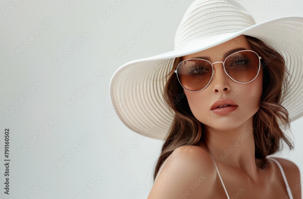 Woman Wearing White Hat and Sunglasses Woman Wearing White Hat and Sunglasses