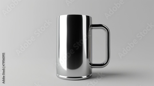 Blank mockup of a stainless steel beer mug with a sleek modern shape and doublewalled insulation to keep drinks cold. . photo