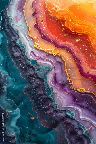 abstract fluid painting with bright and unique colors © racesy