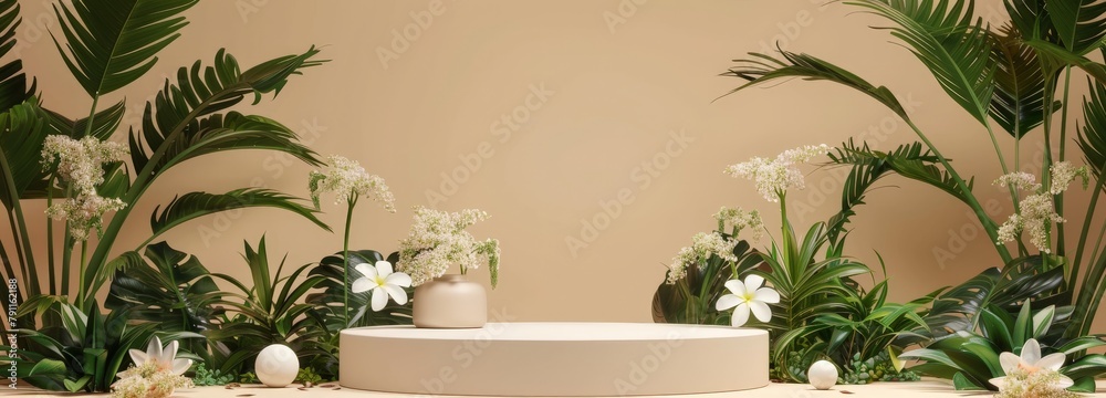 Group of Plants and Rocks on Table