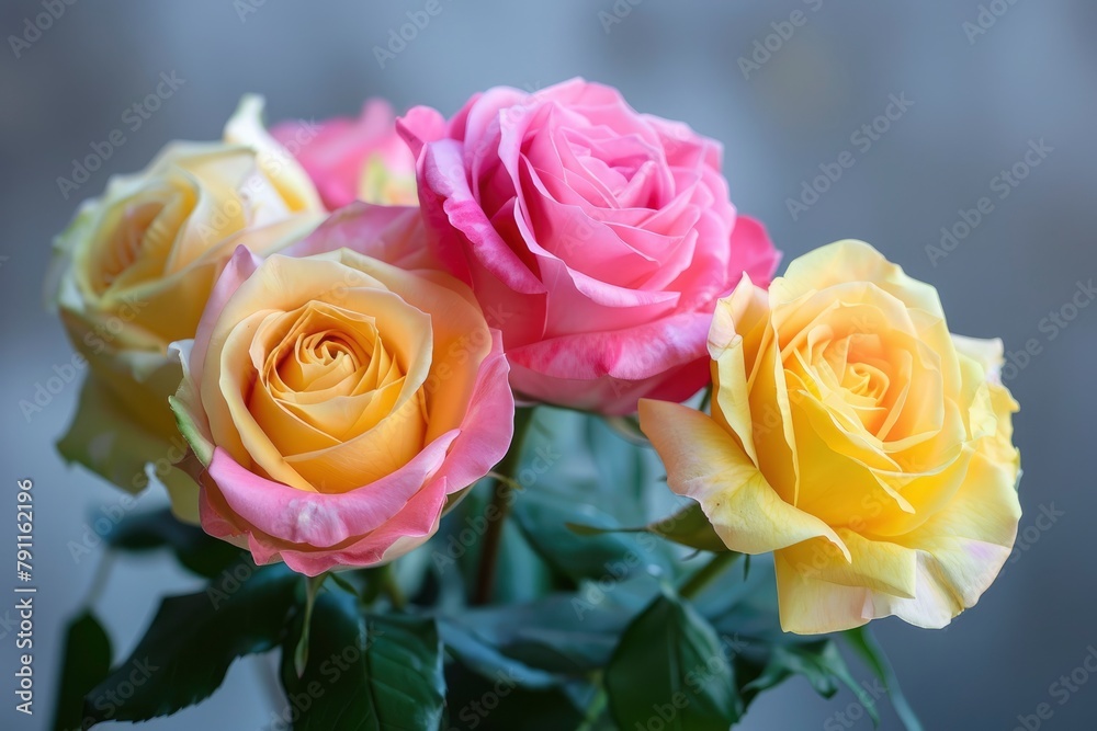 Roses are so beautiful with a combination of yellow and pink - generative ai Roses are so beautiful with a combination of yellow and pink - generative ai