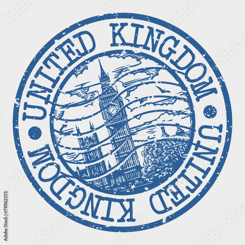 United kingdom Stamp Postal. Silhouette Seal. Passport Round Design. Vector Icon. Design Retro Travel. National Symbol.