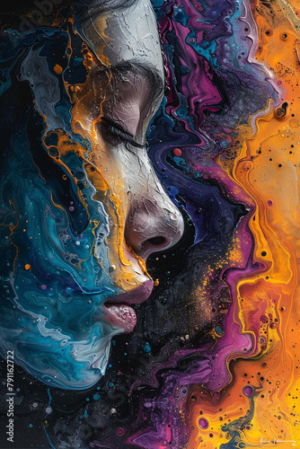 abstract fluid painting with bright and unique colors
