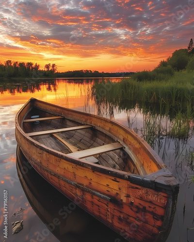 Vibrant Art Painting of a Boat Floating on Minnesota Lake Waters