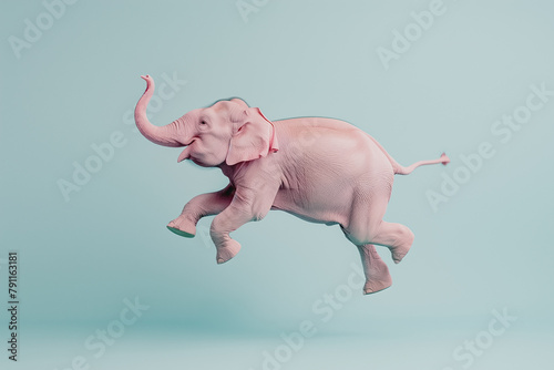 Pink Elephant flying on a plain vintage background