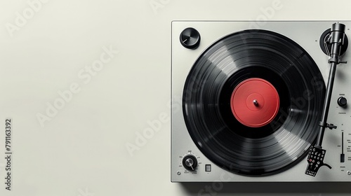 Modern Flat Design Aesthetic Classic Vinyl Record Spins in Sharp Detail