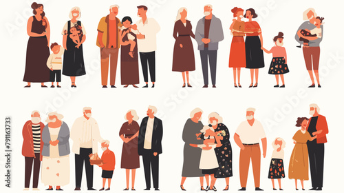 Collection of grandparents and grandchildren standi