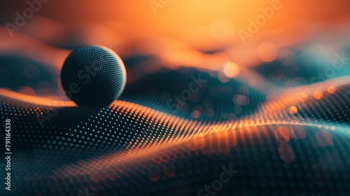 science fiction background of glowing particles with depth of field and bokeh. Particles form line and abstract surface grid. 3d rendering V85 red gold star photo