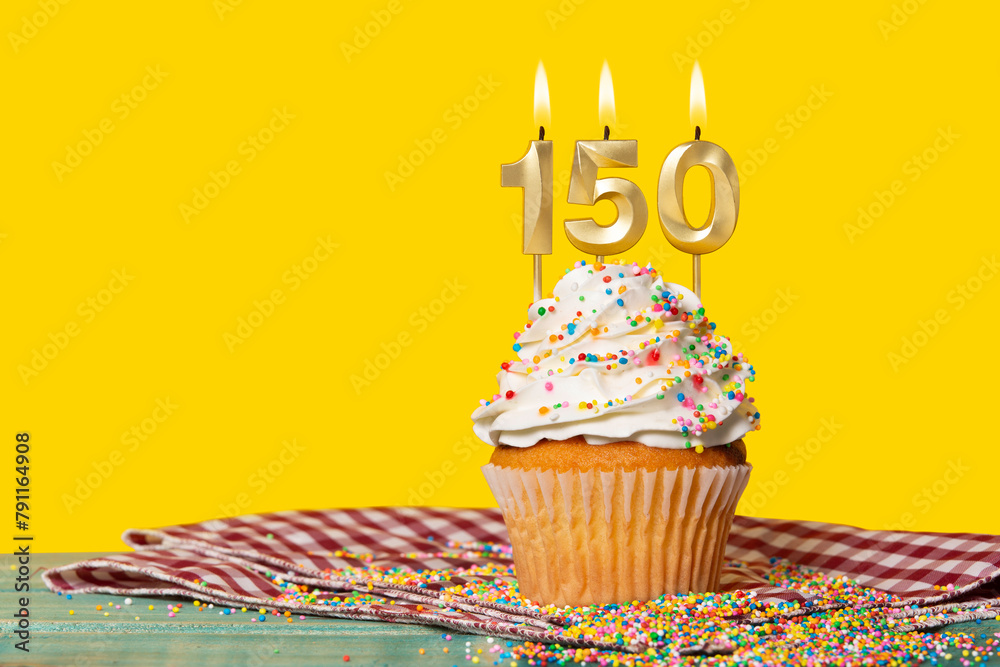 Birthday Cake With Candle Number 150