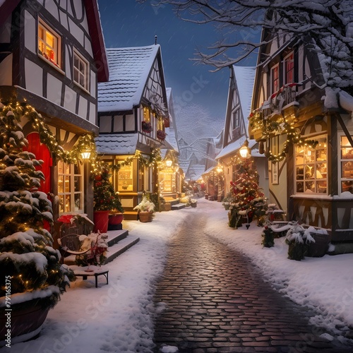 Beautiful Christmas decorations in the old town of Rothenburg ob der Tauber  Germany