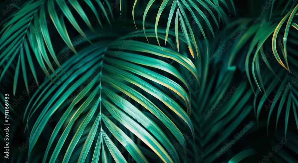 Close Up of Green Plant Leaves - obrazy, fototapety, plakaty 
