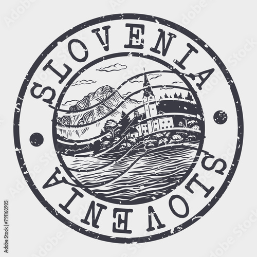Slovenia Stamp Postal. Silhouette Seal. Passport Round Design. Vector Icon. Design Retro Travel. National Symbol.