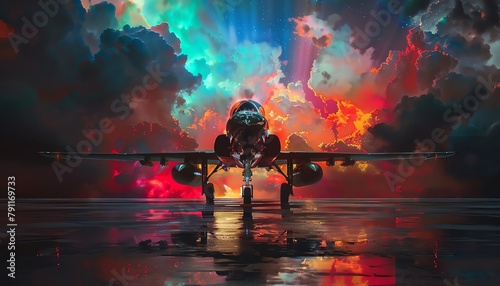 Craft a visually stunning digital rendering of a rear view moment in aviation history, symbolizing leadership triumphs Infuse the scene with macro photography influences to capture fine details Push t