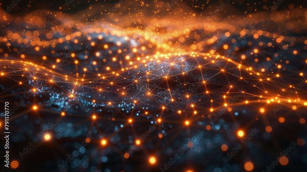 Naklejka premium Abstract Background With Glowing Lights and Dots