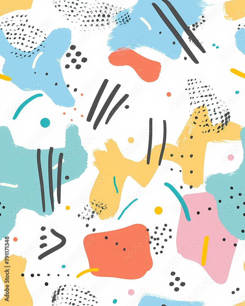 Colorful Abstract Pastel Art - Vibrant Pattern with Black Dots and Lines for Design Agency Website - Aesthetic Shapes