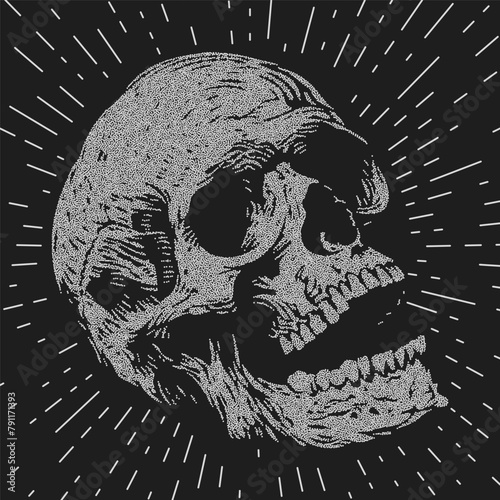 Human skull. Retro style. Abstract illustration