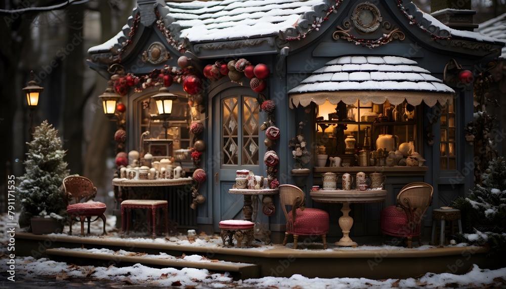 Christmas market in the city of Gdansk, Poland in winter