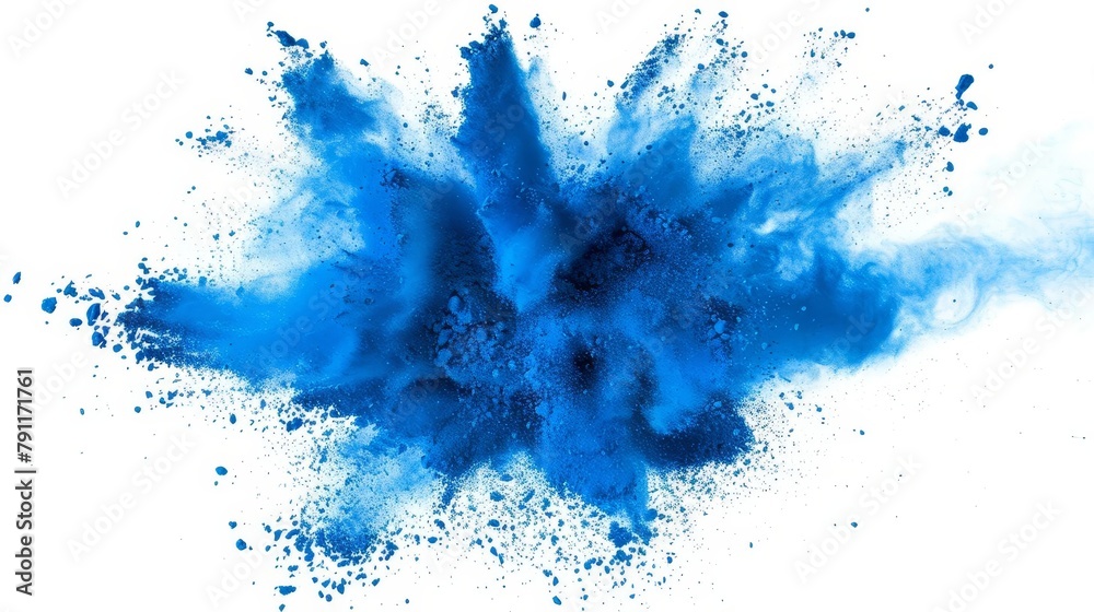 blue powder explosion abstract dust splash on white background freeze motion colorful blue powder explosion abstract dust splash on white background freeze motion colorful