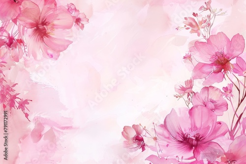 Pink Flowers Painting on White Background © ArtCookStudio