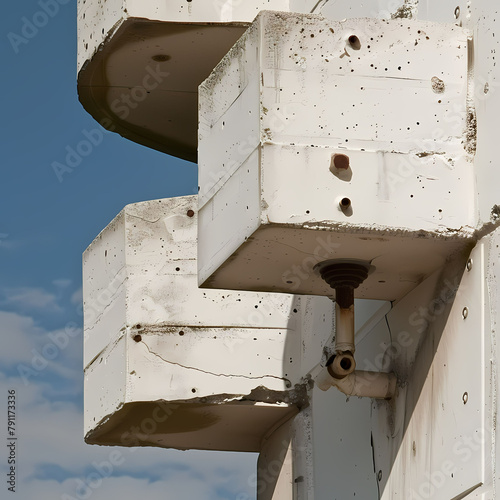 Soviet Ampir Architectural Detail, Concrete Block, Holes, White, Beige, Monumental, Hole In The Wall, Painting, Art, Monumental Painting photo