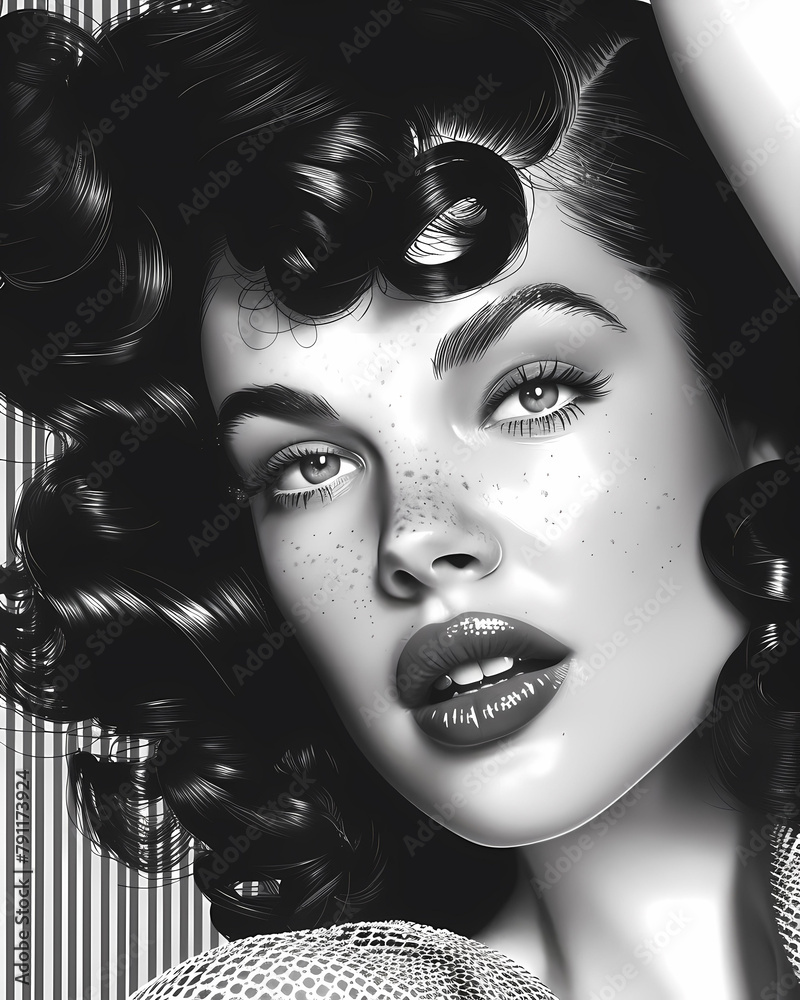 Black and white Pop Art screen printed painting white background