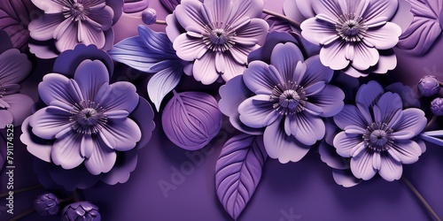 3D Illustration of beautiful Purple flowers 3d background 3D Wallpaper 