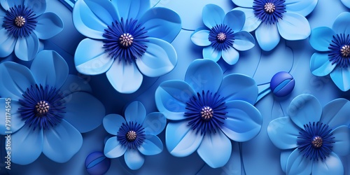 3D Illustration of beautiful Blue flowers 3d background 3D Wallpaper