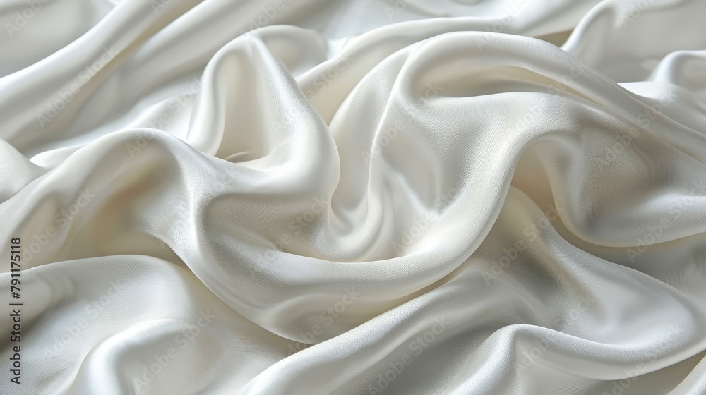 Detailed close-up view of a plain white fabric material, showing texture and fibers up close Detailed close-up view of a plain white fabric material, showing texture and fibers up close
