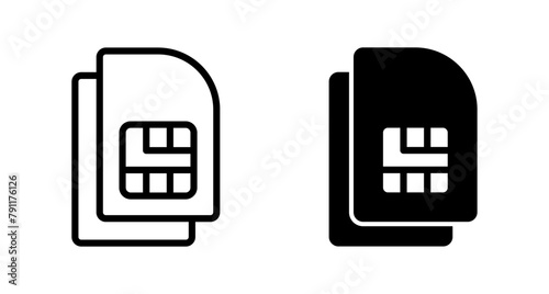 Sim card icon vector isolated on white background. Mobile slot icon. Mobile cellular phone sim card chip.