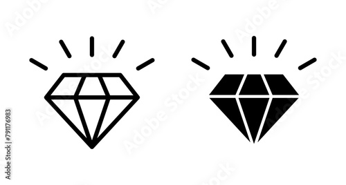 Diamond icon vector isolated on white background. Diamond vector icon. Gemstone symbol photo