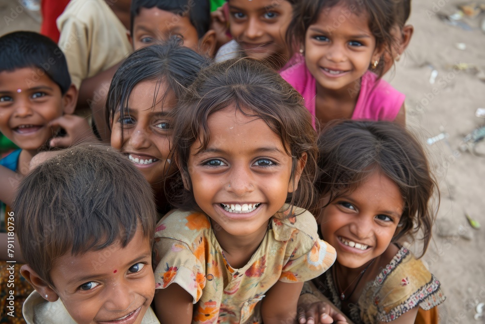 Unidentified group of happy indian kids in Kolkata.