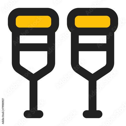 crutches line color icon