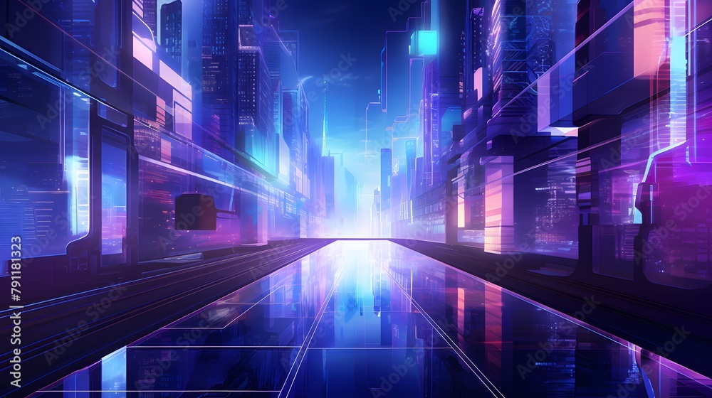 Futuristic Sci-Fi Futuristic Cyber City Background. Digital Cyber City Concept