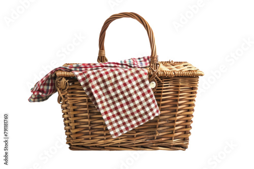 Picnic Basket with Checkered Cloth photo