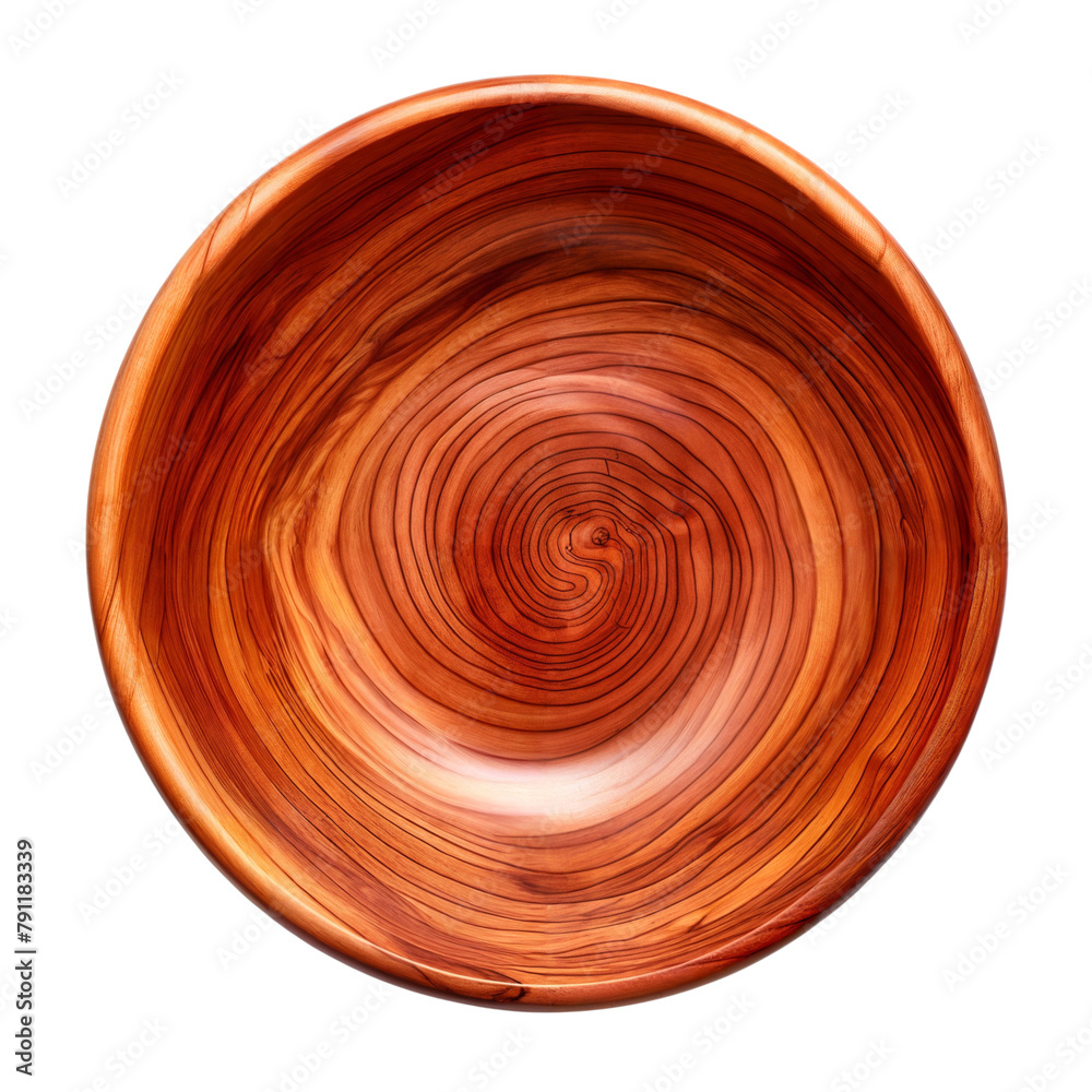 Top view of an empty wooden bowl isolated on white, cut out transparent Top view of an empty wooden bowl isolated on white, cut out transparent